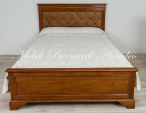 OC289 Letto Matrimoniale In Noce Queen Size Con Testiera Pelle 02